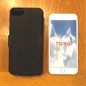 Shell Holster Case with Kickstand for iPhone 8, 7, 7+, 6, 6+ Black